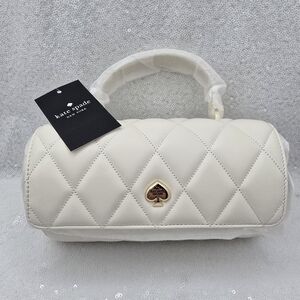 Kate Spade Heart Shaped Barrel Bag Quilted Leather Top Handle Crossbody